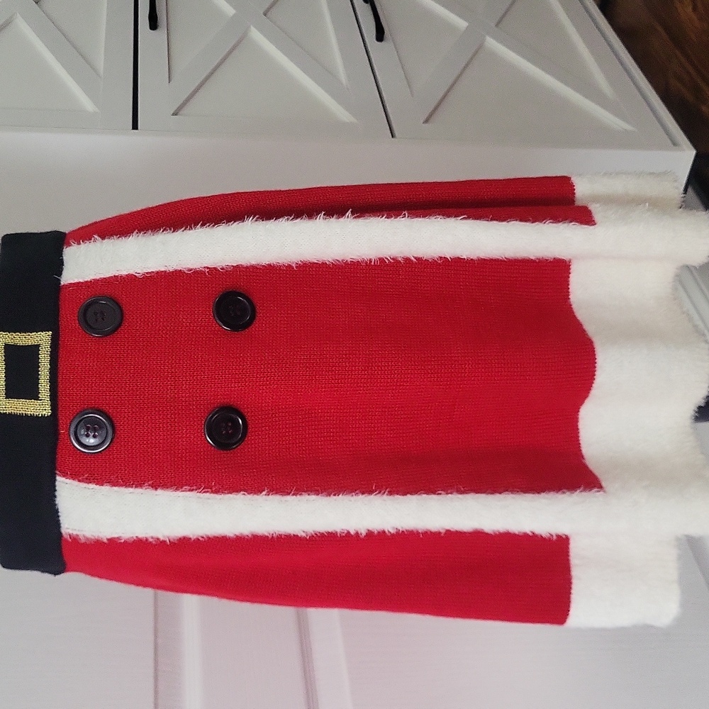 Ugly Sweater Mrs. Claus Christmas Red & White Santa Knit Skirt Small